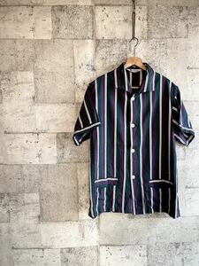 ★☆ 60s-70s PEEK&CLOPPENBURG RANDOM STRIPE SHIRT イタリアンカラー ランダムストライプ ボックスシャツ オールド ユーロ ビンテージ