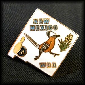 USA BOWLING PIN ボウリングピンバッジ NEW MEXICO WBA Roadrunner ロードランナー オオミチバシリ Yucca Flower ニューメキシコ No 71