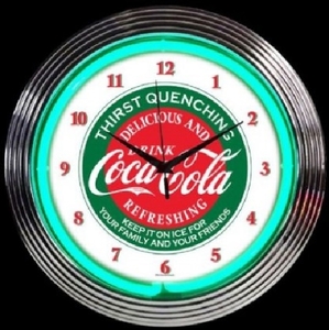 コカコーラ ネオンクロック　レトロ壁掛時計 Coca-Colaライセンス品【新品】即決価格