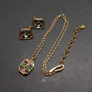 GIVENCHY/ジバンシー ネックレス/イヤリング まとめて セット ゴールドカラー ストーン アクセサリー レディース