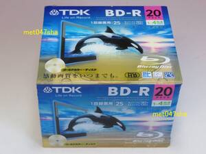 TDK ■ 録画用BD-R 追記型 1-4倍速 片面1層 25GB 20枚 ゴールドカラー・ディスク BRV25B20A ■ 新品 未使用 未開封（販売終了品）