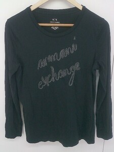 ◇ Armani Exchange アルマーニ エクスチェンジ ロゴ 長袖 Tシャツ カットソー サイズL ブラック レディース