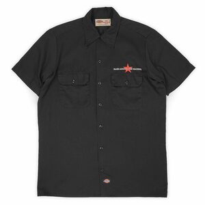 ディッキーズ Dickies 00s 半袖 ワークシャツ RAGE AGAINST THE MACHINE レイジ ロゴ 珍品 バンド 古着 (1937) ブラック / 黒 M