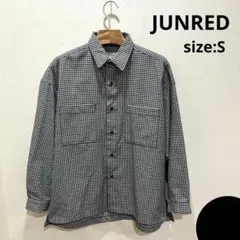 ジュンレッド JUNRED シャツ メンズ ギンガムチェック S 長袖 白 黒