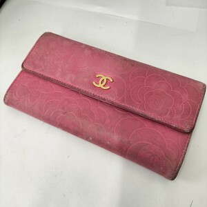 (C102522) シャネル CHANEL カメリア ココマーク ピンク 長財布 レディース 中古