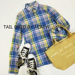 TAIL ORED BY J.CREW ジェイクルー シャツ サイズS ブルー チェック 長袖 イエロー 青 黄色 2075