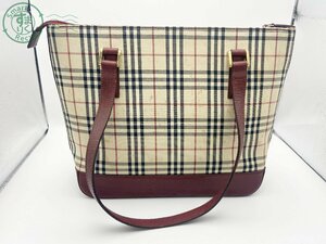 2407600050　◇ BURBERRY バーバリー トートバッグ ハンドバック ノバチェック ボルドー系 ベージュ系 中古 レディース ゴールド金具