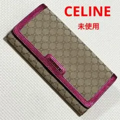 未使用　CELINE セリーヌ レザー×キャンバス　長財布 ピンク×ベージュ