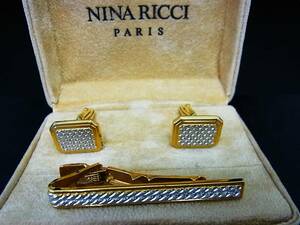 ◎№1617◎■美品■ニナリッチ【NINA RICCI】【シルバー・ゴールド】■カフス＆ネクタイピン セット♪