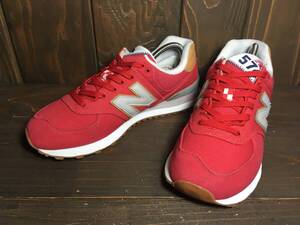 ★new balance ニューバランス classic ML 574 YLA キャンバス 赤×シルバー 8.0インチ 26.0cm 美品 Used 検 996 1300 1400 スニーカー