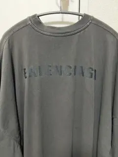 BALENCIAGA 七分袖　tシャツ ダークグレー　　バックロゴ