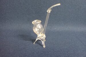 011027 Cognac pipe glass 喫煙具？ ガラス アンティーク ビンテージ