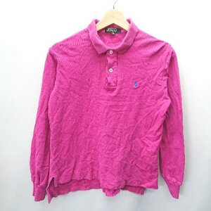 ◇ POLO RALPH LAUREN ポロ ラルフローレン キッズ 子供服 長袖 ポロシャツ サイズ160 ビビットピンク レディース E