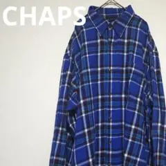 CHAPS 青 チェック柄 長袖ネルシャツ