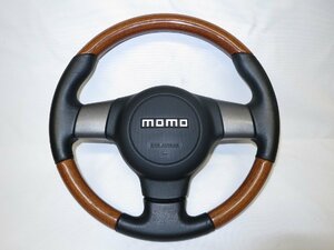 モモ MOMO ウッド ステアリング ハンドル エアバック エアーバック カバー タント ムーブ アトレー ウエイク 管理番号（W-CIV09）