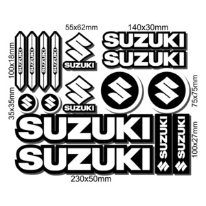 【ゆうパケット送料込】SUZUKI(スズキ) 大判ステッカー　ホワイト／ブラック　横31.5cm×縦26cm　④