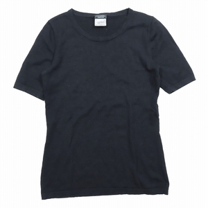 シャネル ユニフォーム CHANEL UNIFORM ニット Tシャツ カットソー トップス 半袖 黒 ブラック サイズS レディース ☆AA★