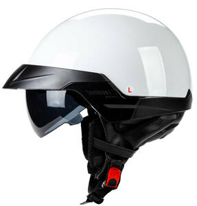 人気 軽量 ハーフヘルメット オートバイヘルメットレトロ ハーフ ジェット 半キャップ バイクヘルメット 男女兼用 ４色 ホワイト-XL