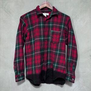 COMME des GARCONS SHIRT コムデギャルソンシャツ rare archive 後染め グラデーション ウール フランネル シャツ size.XS レッド チェック