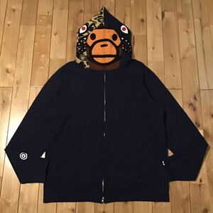 ★3XL★ マイロ シャーク パーカー ネイビー milo shark full zip hoodie a bathing ape BAPE camo エイプ ベイプ アベイシングエイプ i716