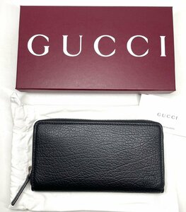 GUCCI　グッチ　ラウンドファスナー長財布　レザー　黒