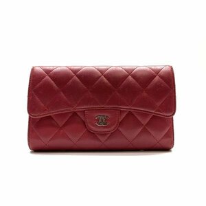 CHANEL シャネル A31506 タイムクラシック 三つ折り 長財布 ピンク ココマーク レザー マトラッセ レディース コインケース 管理RY24001649