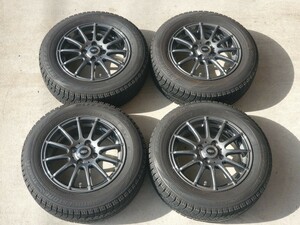 ☆キューブ フィット ノート 社外アルミホイール 175/65R14 4穴 スタッドレスタイヤ BS ブリザック VRX 14インチ 14×4.5J 中古☆