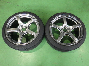 WORK EMOTION タイヤホイール2本 18インチ 8.5J ＋45 5H PCD100 KENDA 225/40R18 【管理番号 1155 RB2-501】中古【大型商品】