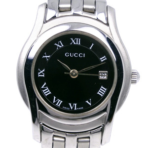 GUCCI グッチ 5500L 腕時計 SS クオーツ アナログ表示 レディース 黒文字盤【I140324037】中古