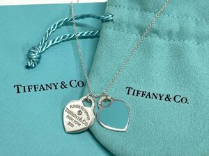 【F288】美品 TIFFANY&Co. ティファニー リターントゥティファニー ダブルハートタグ ネックレス ブルー 総重量5.9g シルバー925 b