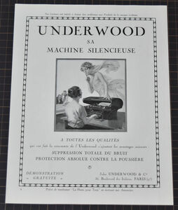 UNDER WOOD タイプライター　1924年　オリジナル　フランス雑誌広告　