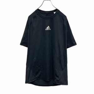 adidas TECHFIT 半袖 Tシャツ XL ブラック シルバー アディダス スポーツ ロゴ ビッグサイズ 古着卸 アメリカ仕入 a504-5313