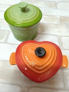 Le Creuset　ル・クルーゼ　 ココット オレンジ　グリーン２点セット