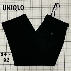 良品 ユニクロ【UNIQLO】タックワイドパンツ ストレート ストレッチ ウエスト84cm〜92cm/股下61cm ブラック/黒　321-461614 ブラックタグ