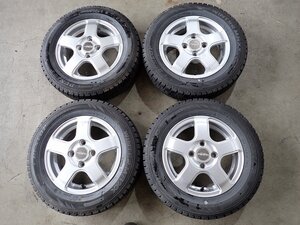 YS14464【送料無料155/70R13】バモス ミライースなどに ダンロップ 中古スタッドレスセット ★13×4J 100/4H ET42★