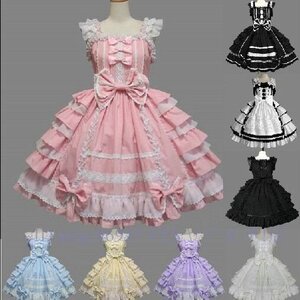 B0348☆新品上質 スロリ ロリータ ガーリー パンク ゴシック メイド コスプレ ワンピース ドレス クラシックロリータドレス お色選択可