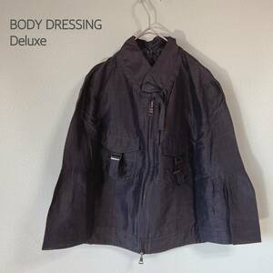 ◎BODY DRESSING Deluxe ボディドレッシングデラックス オーバーシャツ 七分袖シャツ ベルスリーブシャツ レディース サイズ38 黒色