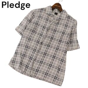 Pledge プレッジ 春夏 半袖 ワーク チェック★ シャツ Sz.46　メンズ 日本製　C4T03073_4#A