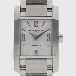 Baume & Mercier ボーム＆メルシェ 65488 ティファニー Wネーム シルバーダイヤル SS クオーツ 純正ボックス レディース 【124698】