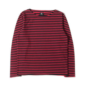 Paul Smith ポールスミス カットソー サイズ:L ボーダー ボートネック 長袖 バスクシャツ ロングスリーブ Tシャツ マゼンタ ブラック