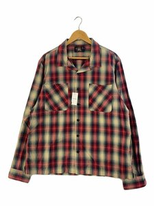 RRL◆オープン開襟シャツ/XL/コットン/RED/オンブレCK//