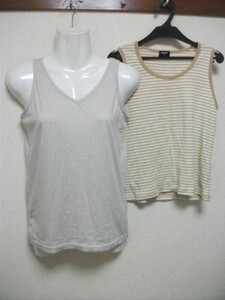 assk45☆UNIQLO&WIN HEART ■タンクトップ2枚組■ グレー/ベージュ系 M/L