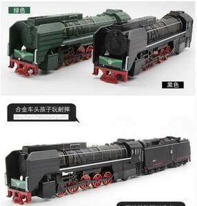 ◇レア模型！◇鉄道・汽車模型 ★中国鉄道・レトロ汽車「蒸気機関車」2両編成★！日本未発売品模型・可走！グリーン！　B147