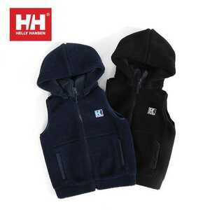 ☆110サイズ 新品HELLY HANSEN ヘリーハンセン フード付き 外し可能 ファイバーパイル フリースベスト HJ51863 フーディー ネイビー