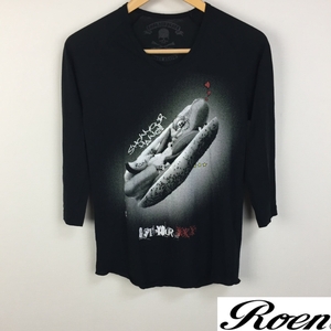 美品 Roen ロエン 7分袖Tシャツ ブラック サイズ44 返品可能 送料無料