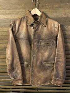 RRL BARRINGER COWHIDE CARCOAT　ダブルアールエル　レザー　カーコート レザージャケット 革ジャン　サイズS ダブルアールエル　送料無料