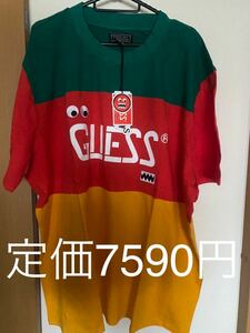 半額以下★ステッカー3枚付き★新品★GUESS★J BALVIN ★3色ボーダーTシャツ★ゲス　J. バルヴィン★プレゼントにもgood!!