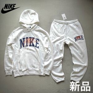 新品未使用　NIKE上下セットアップ　Ｓサイズ　白　オレンジ　スウォッシュ　 スウェット　FV4448 FV4454 ナイキ