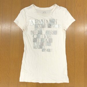 A/X ARMANI EXCHANGE アルマーニ ピマコットン100% プリント Tシャツ S オフホワイト カットソー 半袖 国内正規品 レディース 女性用