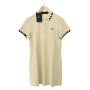 未使用品◆FRED PERRY フレッドペリー 半袖ワンピース サイズ:10◆D3600 ベージュ レディース ツインティップドドレス ポロシャツワンピ